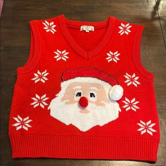 Festive Red Santa Sweater Vest Merry Christmas by Poof - Picture 1 of 5